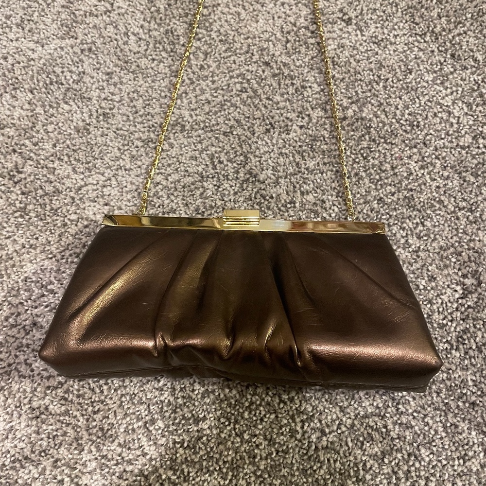 Vintage Gunne Saxx bronze formal purse with gold chain
